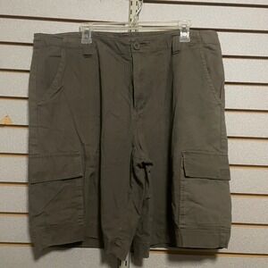 Open Trails Men Olive Green Cargo Shorts Size 40‎ Cotton Flat Front Pockets